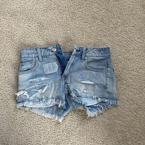 American Eagle Outfitters Blue Ripped Jean Shorts